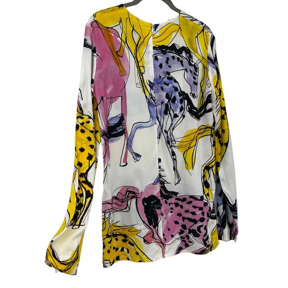 Stella McCartney Louisa Horse Print Blouse Top Long Sleeve Size 36 NWT - Picture 10 of 16